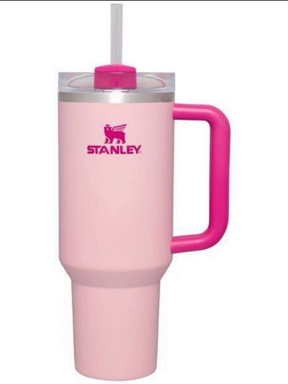 NWOT 40oz Stanley Pink Two-Tone Insulated Tumbler with Handle and Straw